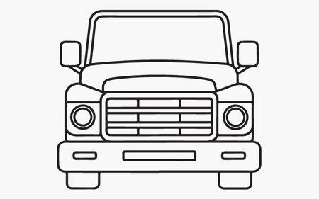 Truck icon in flat style. Front view. Vector illustration.のイラスト素材