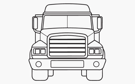 Truck icon isolated on white background. Front view. Flat design. Vector illustrationのイラスト素材