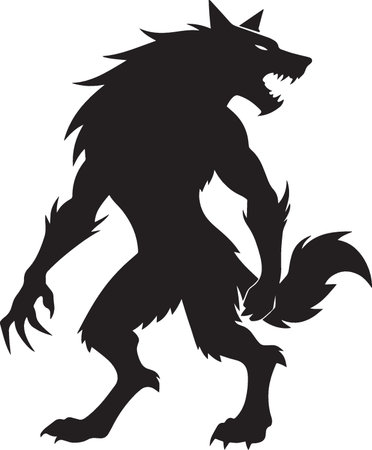 Black and White Silhouette of a Wolf.Vector illustration.のイラスト素材