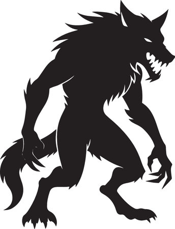 Horned Wolf.Vector illustration ready for vinyl cutting on white background.のイラスト素材