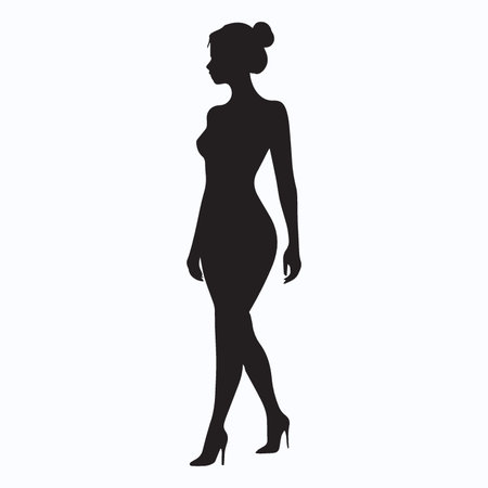 Silhouette of a beautiful woman in short dress. Vector illustrationのイラスト素材