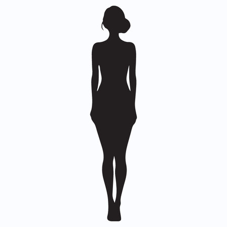 Silhouette of a beautiful woman in a short dress. Vector illustrationのイラスト素材