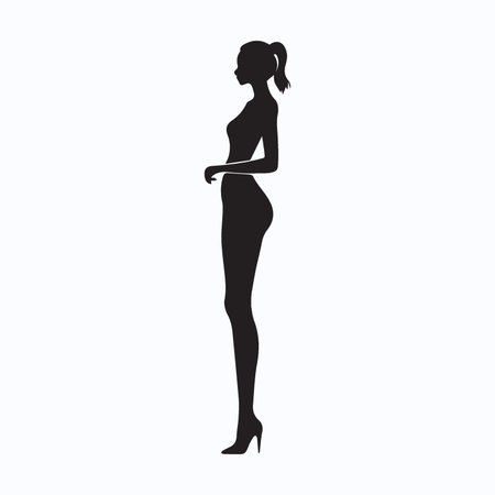 silhouette of a beautiful woman with a measuring tape, vector illustrationのイラスト素材