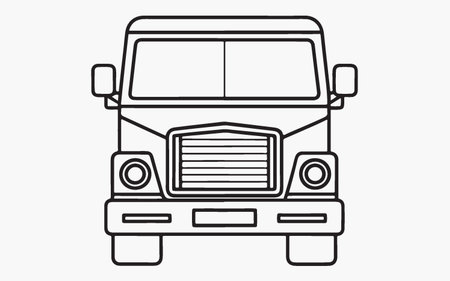 Truck line icon. Vector illustration in outline style on white background.のイラスト素材