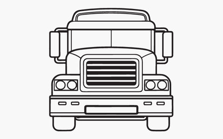 Truck icon. Flat design. Vector illustration. Black and white.のイラスト素材