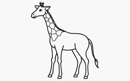 Giraffe icon isolated on white background. Vector outline illustration.のイラスト素材