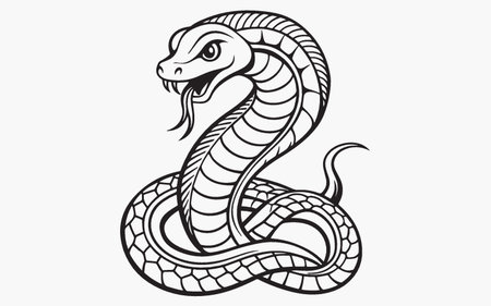 snake tattoo in black and white. Vector illustration for your designのイラスト素材
