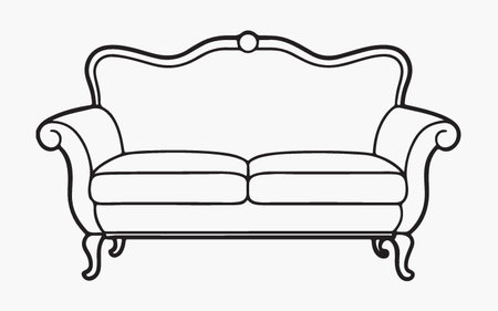 Sofa with pillows on a white background. Vector illustration.のイラスト素材