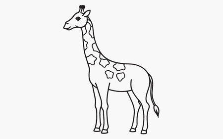 Giraffe isolated on white background. Vector illustration in simple linear style.のイラスト素材