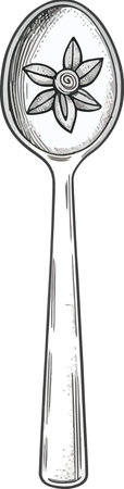 Spoon with a flower.Vector illustration ready for vinyl cutting.のイラスト素材