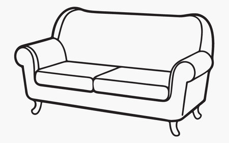 Sofa line icon. Vector illustration of sofa on white backgroundのイラスト素材