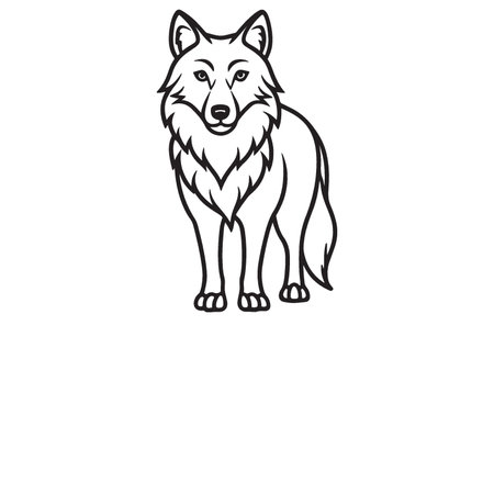 Wolf - vector illustration, hand drawn style, isolated on white backgroundのイラスト素材