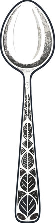 Illustration of a spoon with ethnic pattern on a white background.のイラスト素材
