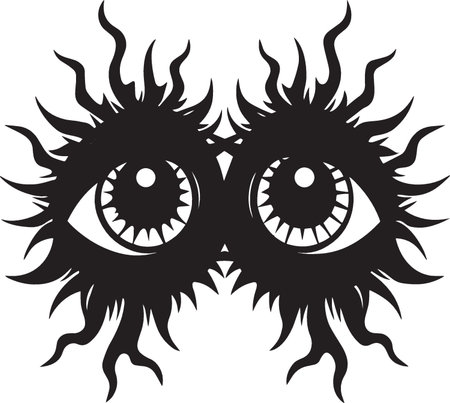 Eye of God. Evil Eyes. Black Silhouettes. Vector illustration.のイラスト素材