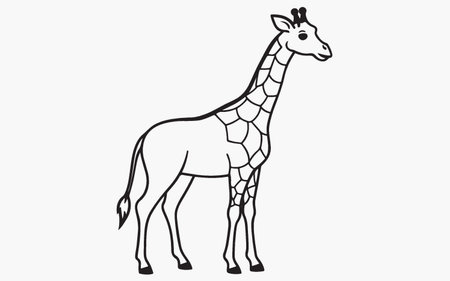 Giraffe isolated on white background. Hand drawn vector illustration.のイラスト素材