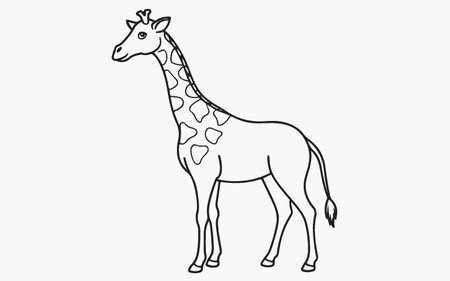 Giraffe line art vector illustration. Isolated on white background.のイラスト素材