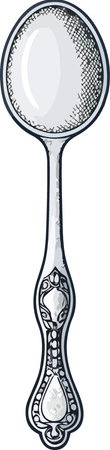 Illustration of a silver spoon with diamonds on a white background.のイラスト素材