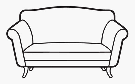 Sofa line icon. Isolated on white background. Vector illustration.のイラスト素材