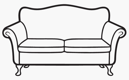 Sofa isolated on a white background. Hand-drawn illustration.のイラスト素材