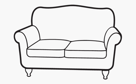 Sofa doodle vector illustration. Hand drawn sofa isolated on white background.のイラスト素材