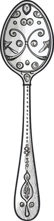 Silver spoon with a pattern. Vector illustration ready for vinyl cutting.のイラスト素材