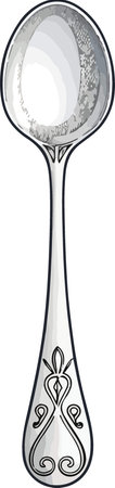 Silver spoon on a white background. Vector illustration in a flat style.のイラスト素材