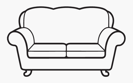 Sofa icon. Hand drawn vector illustration. Isolated on white background.のイラスト素材