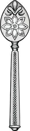A vector illustration of a silver spoon with a flower in the middle.のイラスト素材