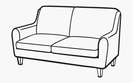 Sofa doodle illustration. Hand drawn sofa vector illustrationのイラスト素材