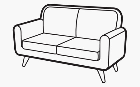 Sofa doodle. Vector illustration. Isolated on white background.のイラスト素材