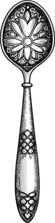 Vintage Antique Spoon.Vector illustration ready for vinyl cutting.のイラスト素材