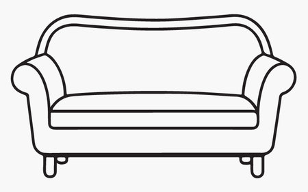 Sofa icon isolated on white background. Vector outline illustration.のイラスト素材
