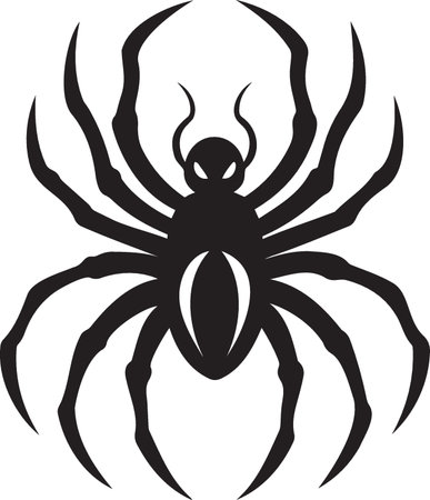 Spider silhouette. Vector illustration isolated on white background. Tattoo design.のイラスト素材