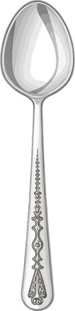 Illustration of a silver spoon on a white background with clipping pathのイラスト素材