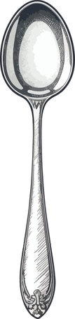Illustration of a spoon in engraving style on white backgroundのイラスト素材