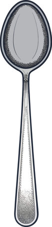Illustration of a spoon in engraving style on a white backgroundのイラスト素材