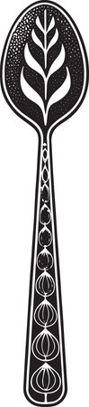 Black and White Silhouette of a Spoon. Vector Illustrationのイラスト素材