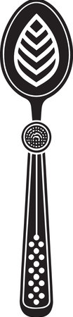 Black and white illustration of a spoon with a pattern on it.のイラスト素材