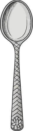 Illustration of a spoon with a pattern on a white background.のイラスト素材