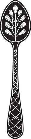 Illustration of a Black and White Spotted Teaspoon Iconのイラスト素材