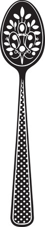 Black and white illustration of a key with a floral pattern on itのイラスト素材