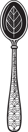 Illustration of a spoon with a leaf pattern on a white backgroundのイラスト素材