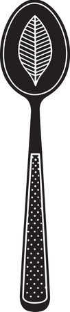 Illustration of a spoon with leaf isolated on a white background.のイラスト素材