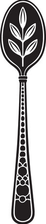 Black and White Spoon Icon Illustration Isolated on the White Backgroundのイラスト素材