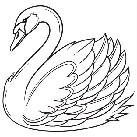 Swan. Black and white vector illustration for coloring book or page.のイラスト素材