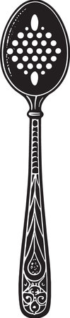 Black and White Silhouette of a Spoon. Vector Illustrationのイラスト素材