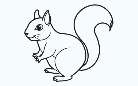 Vector image of a squirrel on a light blue background. Hand drawn squirrel.のイラスト素材