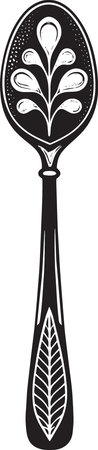Black and White Spoon.Vector Illustration ready for vinyl cutting.のイラスト素材