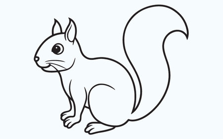 Vector image of a squirrel on a light blue background, isolated.のイラスト素材
