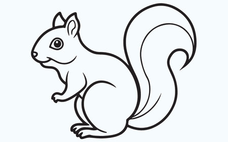 Vector image of a squirrel on a light blue background, isolated.のイラスト素材